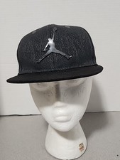 Air Jordan Fly On Hat Cap Gray Metal Jumpman Logo Flat Bill Snapback Youth