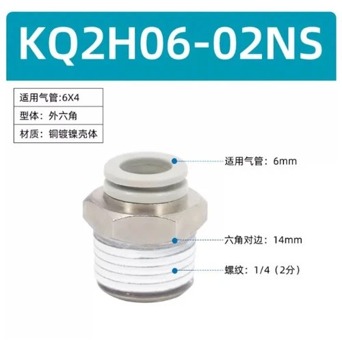 10pcs/bag NEW SMC KQ2H06-02NS Pneumatic connector