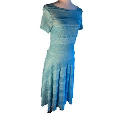 Sangria Size 6 Blue Lace Midi Dress Tiered Ruffle Asymmetrical Boho Romantic
