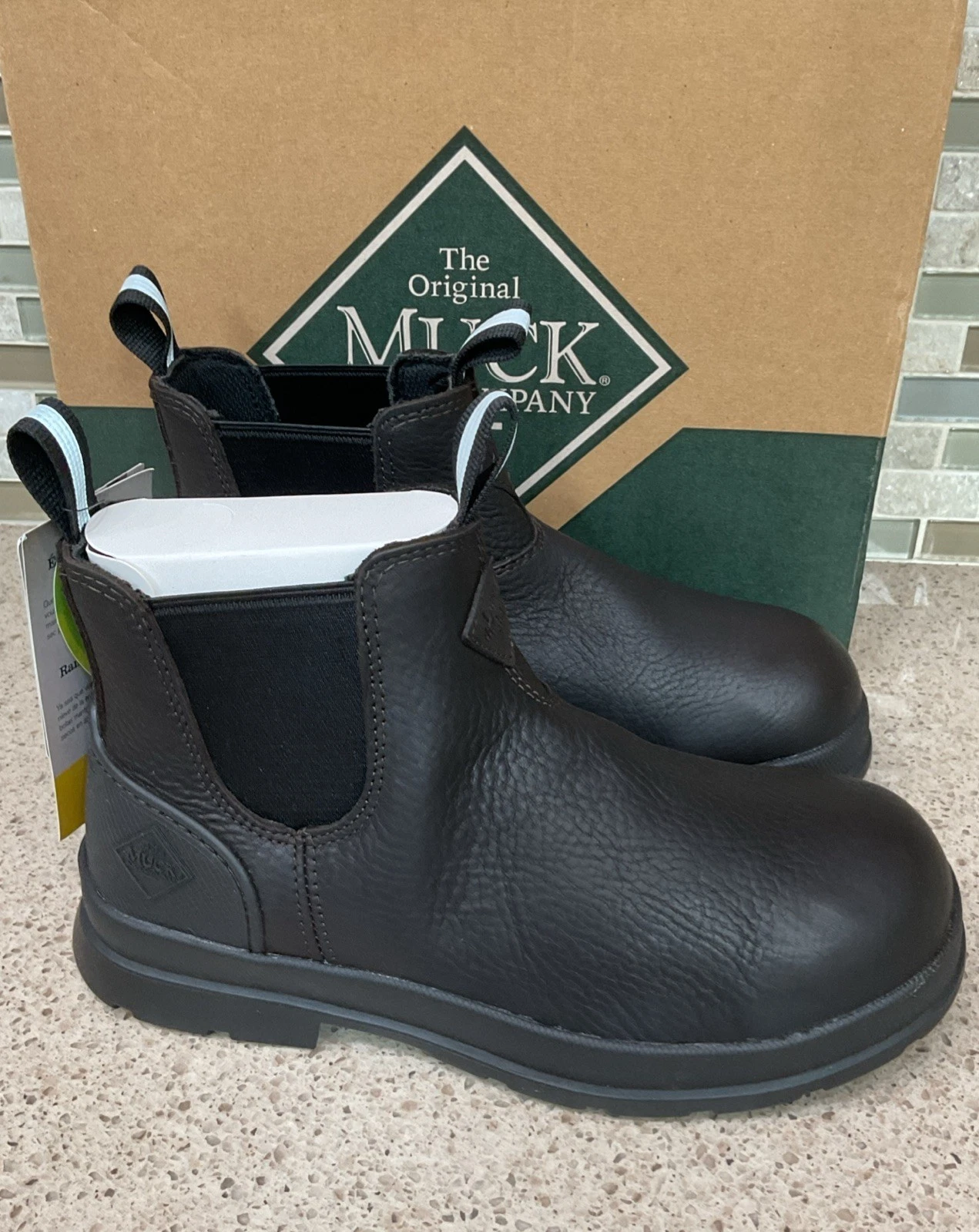 Muck Boots Chore Farm Leather Chelsea Mens Sz 7 Wide or Wom 8 CCLP-900 Black New