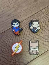 Superhero crocs jibbittz shoe charm bundle  x 4 Batman superman Flash shield 