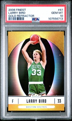 2006 Finest Larry Bird #41 Gold Refractor PSA 10