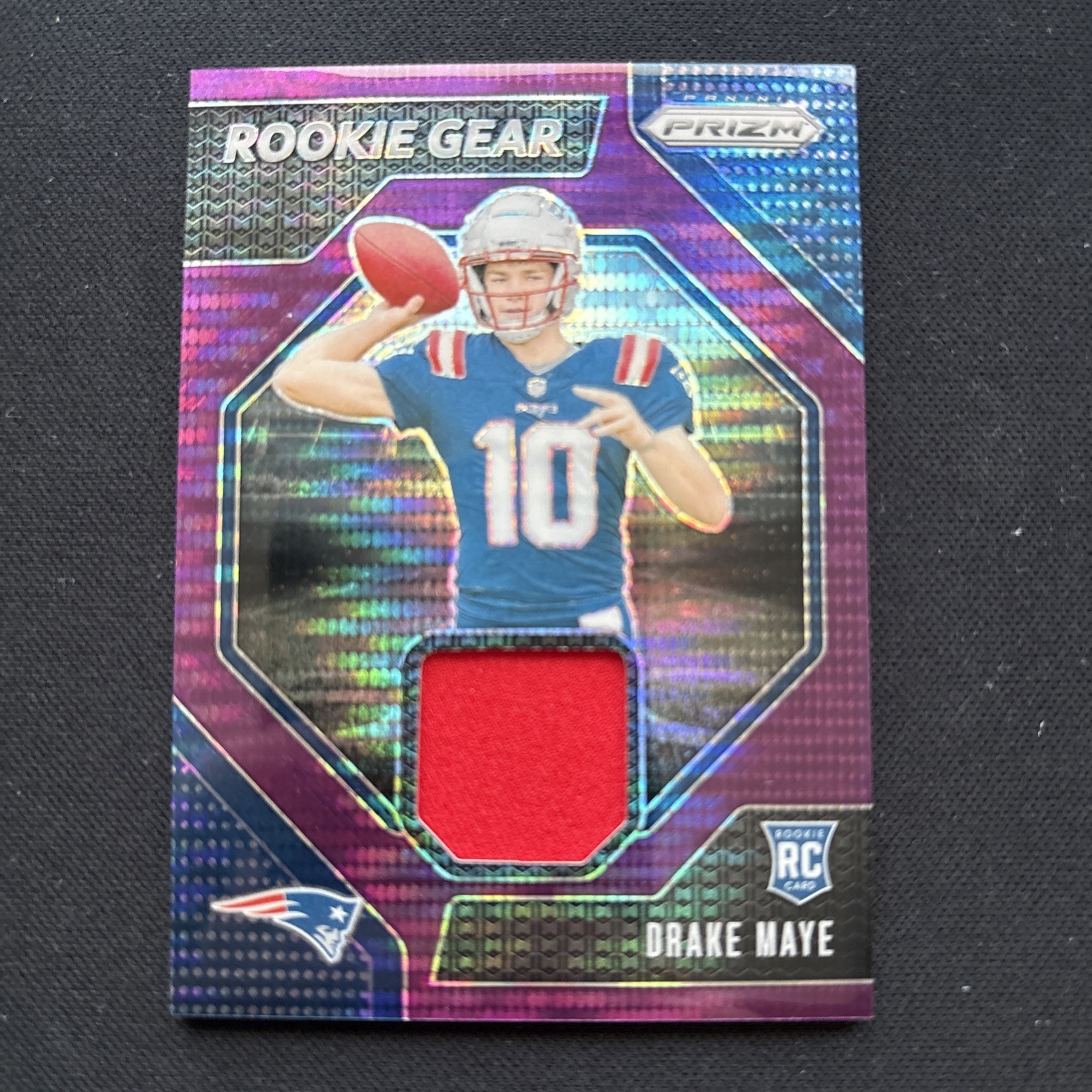 2024 Panini Prizm - Rookie Gear Drake Maye #RG-DME Purple Pulsar Prizm (MEM, RC)