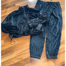 90 Degree By Reflex Jogger Set Womens L Black NEW Double Butter Hannah Half Zip