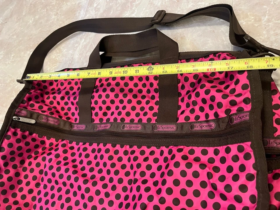 Bolso de Lona LeSportSac Weekender Rosa Marrón Lunares Viaje Noche Foto 3 de 4
