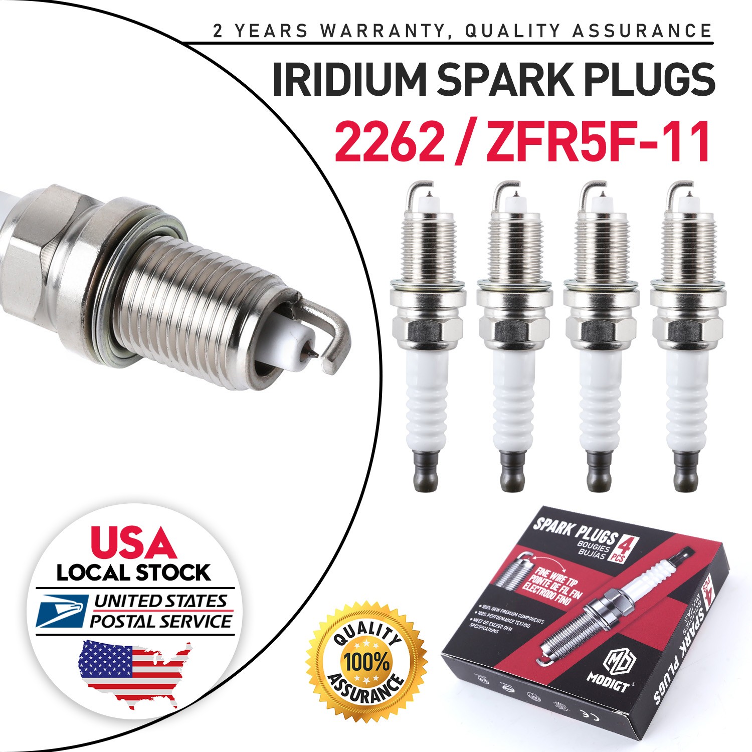 Set of 4 For NGK 2262 Spark Plugs Iridium ZFR5F11 for Chrysler Dodge Honda Mazda