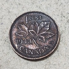 CANADA 🇨🇦 ONE (1) CENT COIN 1943 (KING GEORGE VI / WARTIME)