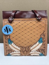 NEW SVK - Tooled Leather Purse Shoulder Bag Feathers - NEW
