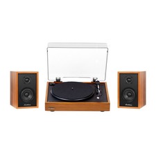 Electrohome Montrose Record Player Berkeley- Powered Bluetooth Speakers, Teak