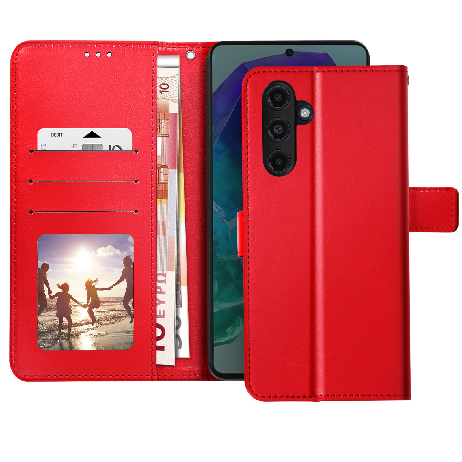 Coque rigide Galaxy M55 rouge clapet antichoc pour éviter la casse et libérer vos mains