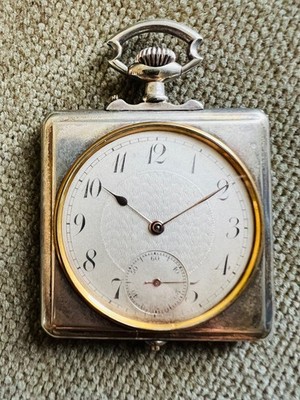 Antike square Relief Taschenuhr brevet 33606 - Hirsch Jagdszene - 50 mm um 1910