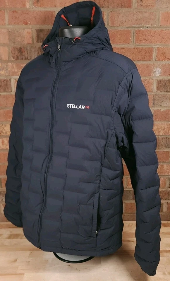 Chaqueta acolchada Stellar Equipment StretchDown 750 con capucha 2.0 azul para hombre XL cremallera completa Foto 2 de 4