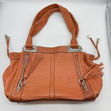 B Makowsky borsa donna arancione pelle tracolla doppia tracolla ferramenta cromata