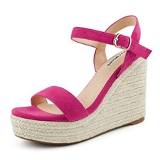 JOY IN LOVE Womens Espadrilles Wedge Sandals Platform Heels Ankle Strap Open ...