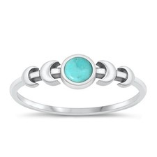Turquoise Moon Promise Ring New 925 Cute Fashion Sterling Silver Band Sizes 4-10