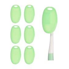 6 Pcs Silicone Toothbrush Covers Cap with Hanging Hole, Light Green