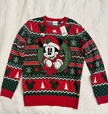 Disney Mickey and Friends Mickey Mouse Christmas Fair Isle Crew Neck Sweater S