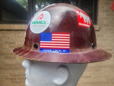 Vintage MSA Skullgard Full Brim Hard Hat Brown Fiberglass Phenolic Helmet
