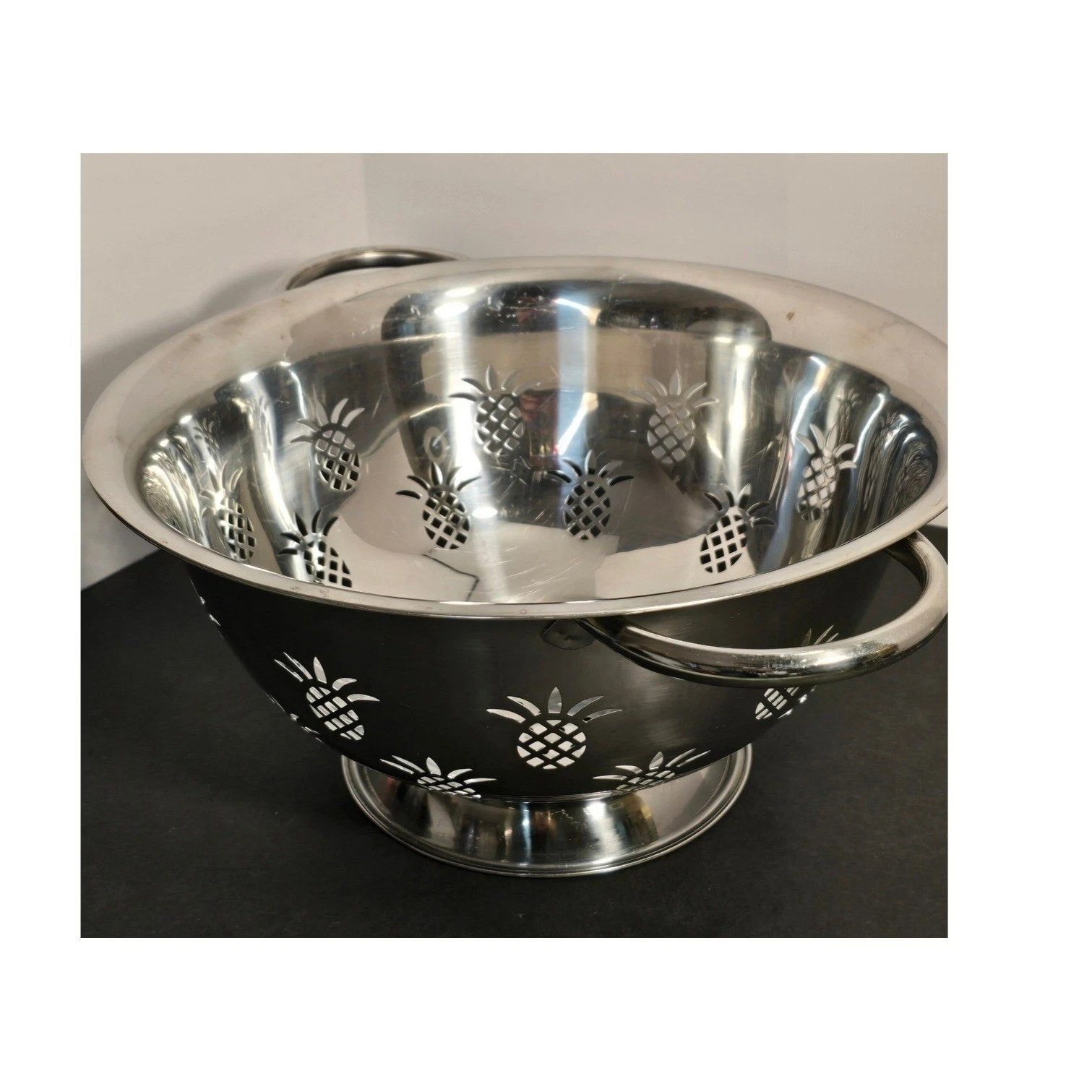 Walir Chand & Co Pineapple Stainless Steel Colander Strainer Pedestal Decorative