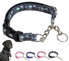 Martingale Collar - Reflective Nylon with Padded Comfort  Quick Release Buck...