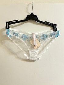NWT AGENT PROVOCATEUR BETHANIE Floral Brief White/Blue 2 Small Flirty Coquette