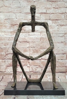 Abstract Modern Art of a Man Giacometti Inspired Bronze Sculpture Figurine Deco