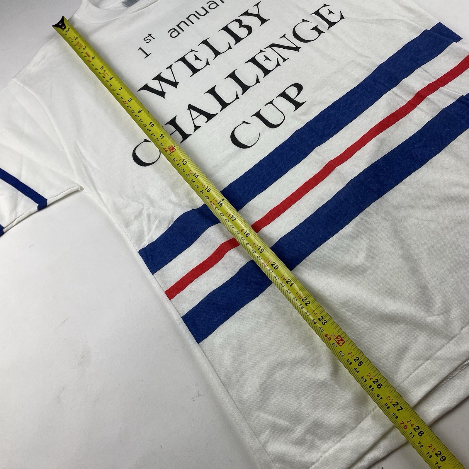 VTG 80s Adidas T-Shirt Size M Mens White Welby Challenge Cup NOS Like New Rare image 7