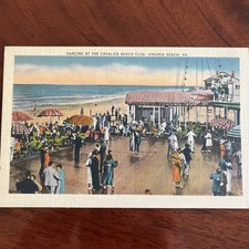 Dancing At Cavalier Beach Club Virginia Beach Virginia Vintage Linen Postcard