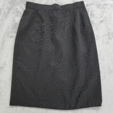 Vintage INTERNATIONAL Skirt Womens S Black Satin Spots Animal Print Pencil
