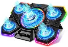 Laptop Cooling Pad, Gaming Cooler with 5 Quiet Fans and LED 7 Color