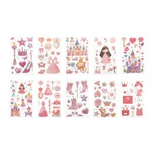 Realistic Temporary Tatto Cartoon Fake Tattoos Pink Yellow 10 Pcs