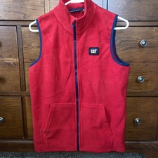 CAT Workwear Zip Front Fleece Vest Red Boys Size XL 14-16