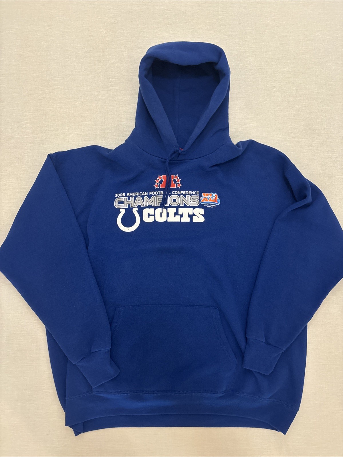NFL Indianapolis Colts 2006 Champs Hoodie Men's XL AFC Champions Sweatshirt Blue