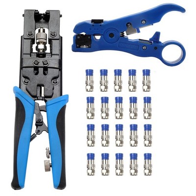Coax Cable Crimping Kit Adjustable Tool Set Coaxial Cable Crimping Tool for R...