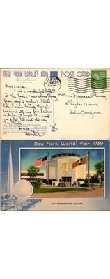 1939 NY World's Fair Postcard-Admin Building-Trylon & Perisphere-Queens NY