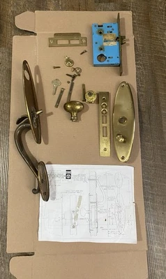 Toptotoo Mortise Lock Set For Interior Door, Vintage Antique Door Knobs With Lock And Skeleton Key, Old Door Knob Replacement Fits 1-3/8 In 1-3/4 In