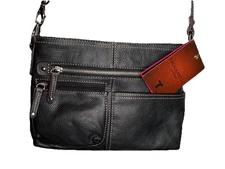 Tignanello Women's Leather 3 In 1 Crossbody Bag Black Adjustable Strap NEW wTags