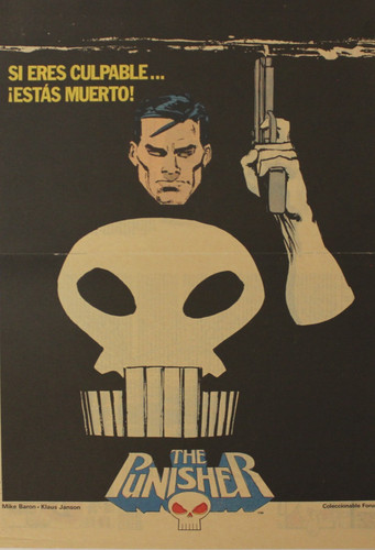 1987 THE PUNISHER Poster by Mike Baron & Klaus Janson 14.5" x 10.5" Spain Vintag