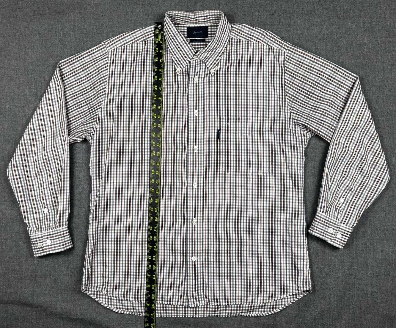 Faconnable Button Down Brown Gray Check Long Slee… - image 7