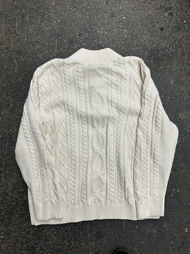 L.L. Bean Henley Cable Knit Sweater Elbow Pads Cream Mens 3XL Fisherman - Picture 6 of 6