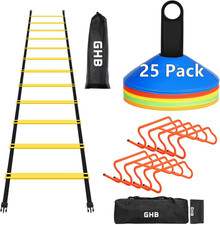 Agility Ladder 1PCS Agility Cones 25PCS Detachable Agility Hurdles 10PCS