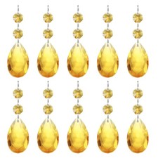 10Pcs Teardrop Crystal Chandelier 85mm Length Prisms Part Gold Tone