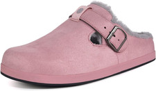 Fur Lined Clogs for Women Men Suede Winter Slippers Arch Support Slip on Mules P