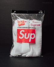 Supreme x Hanes White Crew Socks 4 Pack Mens Size 6-12 Streetwear New Sealed