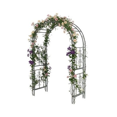 Plow & Hearth Arch Metal Outdoor Garden Arbor | Montebello | 7 Feet Tall | St...