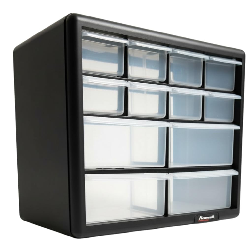 Homak 12-Drawer Parts Organizer, Black, HA01012001