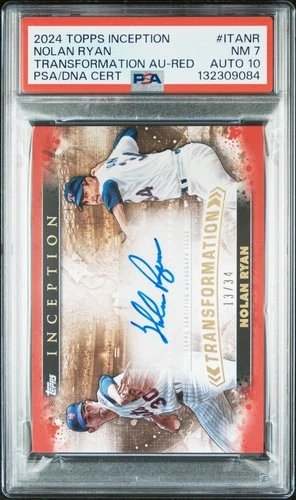 Nolan Ryan 2024 Topps Inception Transformation Red Auto PSA 7 Auto 10 HOF