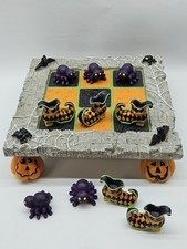 Halloween Tic Tac Toe Game Resin Witch Boots vs Spiders Tabletop Decor Set