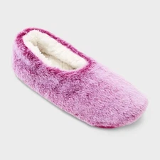 Auden Women's Faux Fur Slipper Socks W Gripper Bottoms MEDIUM/LARGE Berry Pink