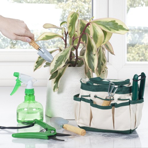 7 Piece Gardening Tool Set Mini Planting and Repotting Kit and Carrying Tote - Picture 2 of 4